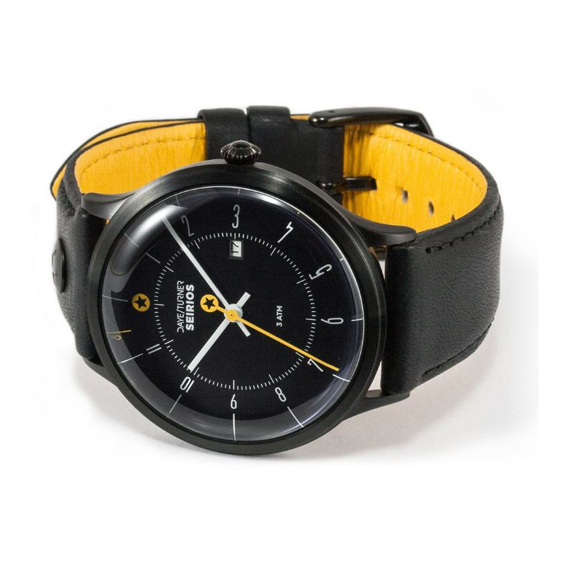 DayeTurner Uur SEIRIOS analoge herenhorloge zwart, zwart leer