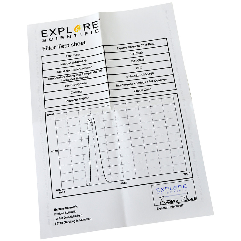 Explore Scientific Filters H-Beta filter, 2"