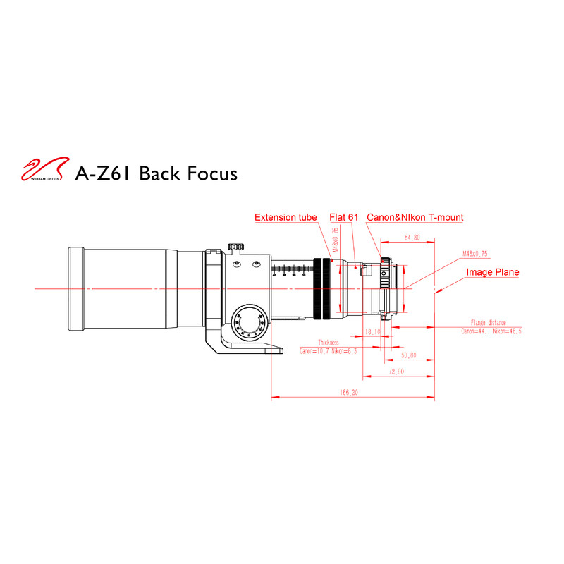 William Optics Apochromatische refractor AP 61/360 ZenithStar 61 Red OTA + Case