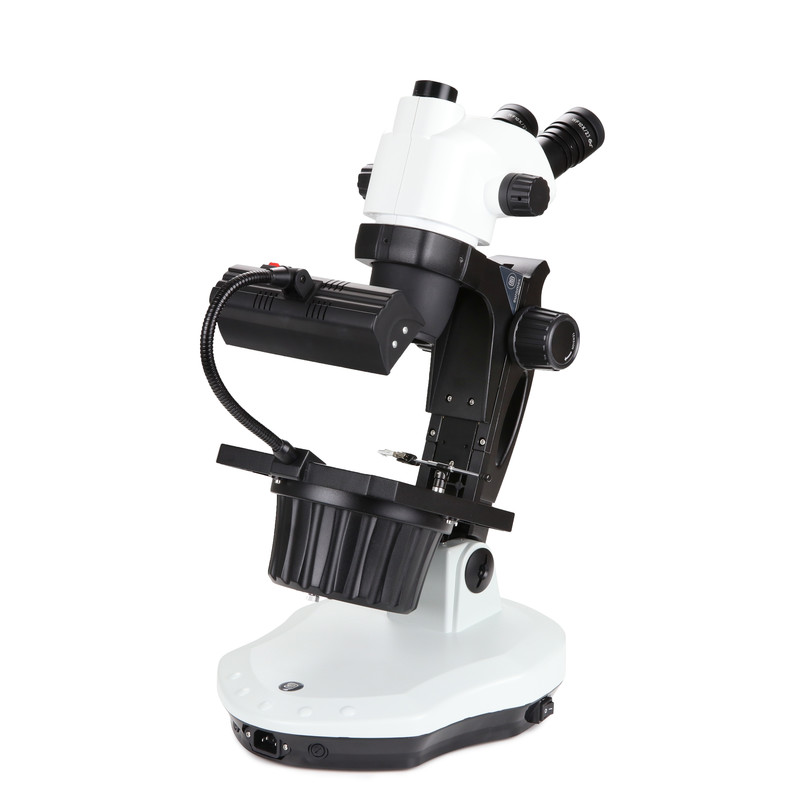 Euromex Stereo zoom microscoop NZ.1703-GEMF, 0,67-45x, gemmologie, 30W/6V, halogeen licht, 7W fluorescerende gasontladingslamp, invallend licht