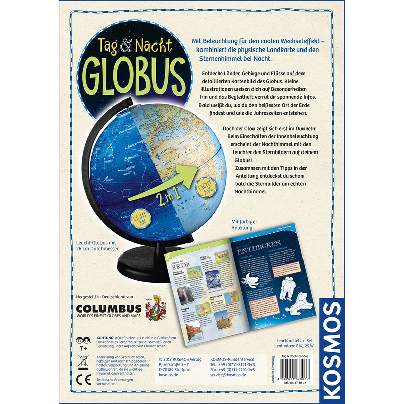 Kosmos Verlag Kinderglobe Tag und Nacht Globus 26cm