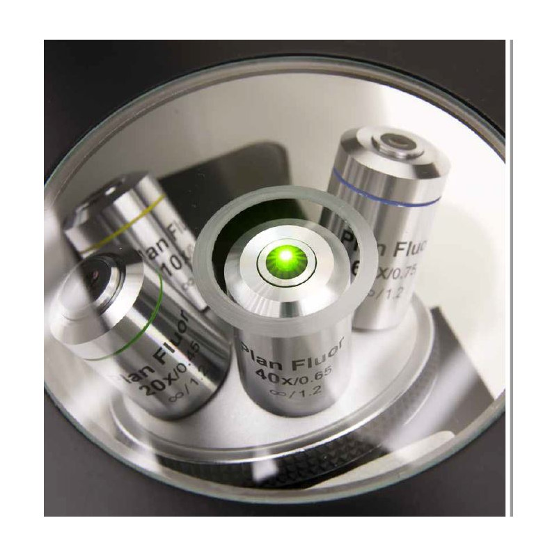 Optika microscoop IM-3FL4-UK, trino, omgekeerd, FL-HBO, B&G filter, IOS LWD U-PLAN F, 100x-400x, UK