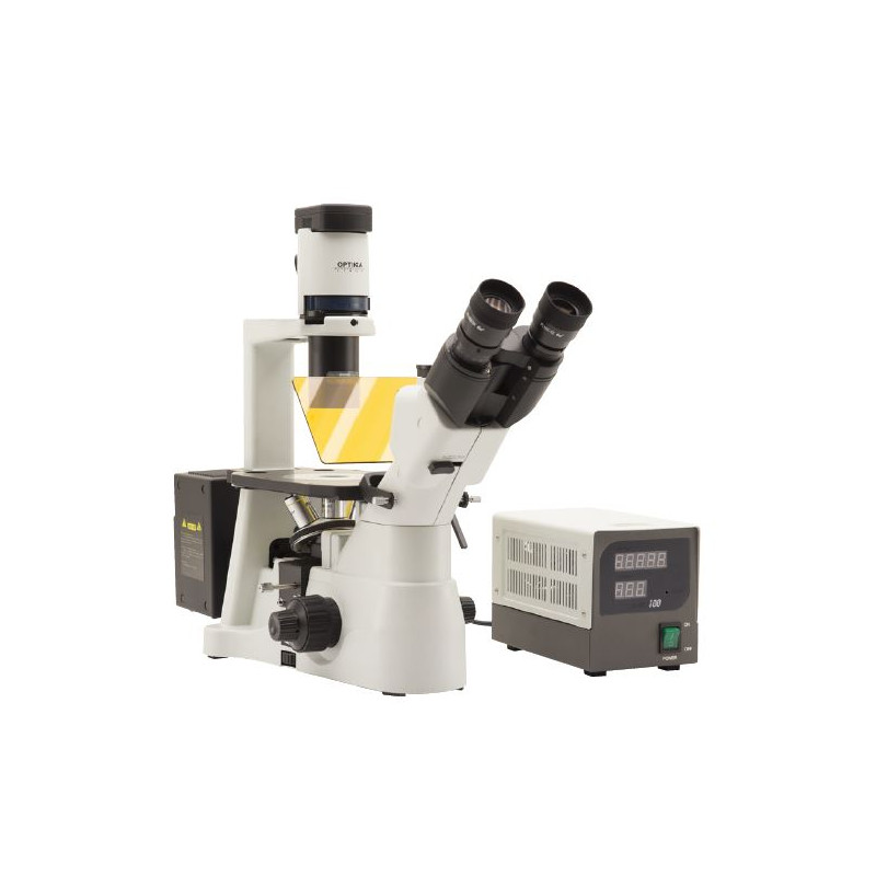 Optika microscoop IM-3FL4-UK, trino, omgekeerd, FL-HBO, B&G filter, IOS LWD U-PLAN F, 100x-400x, UK