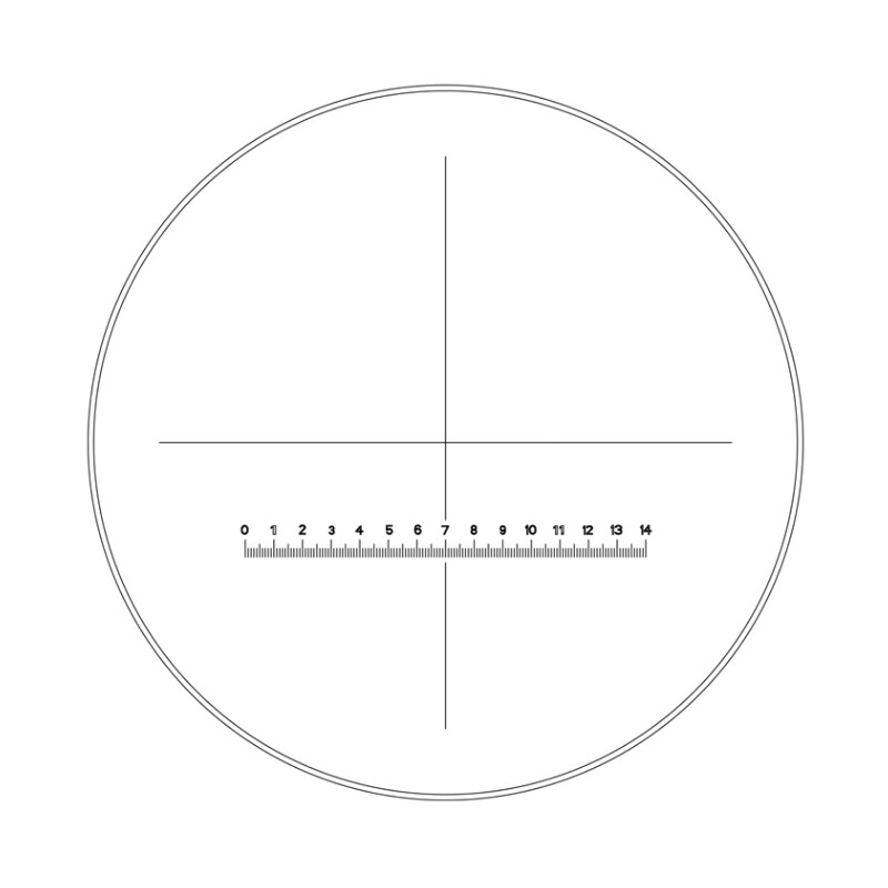 Motic Meetoculair WF10X/23mm, scala (14mm in 140 delen) en dradenkruis