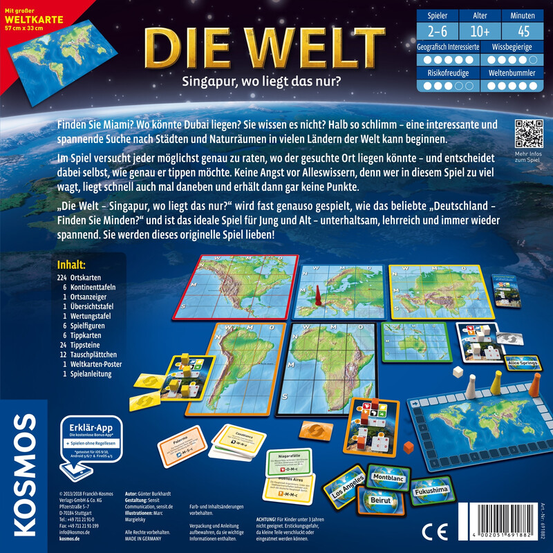 Kosmos Verlag Spel De Wereld - Singapore, waar ligt het?