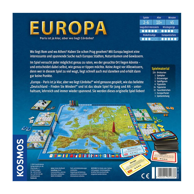 Kosmos Verlag Spel Europa - Parijs is duidelijk, maar waar ligt Córdoba?