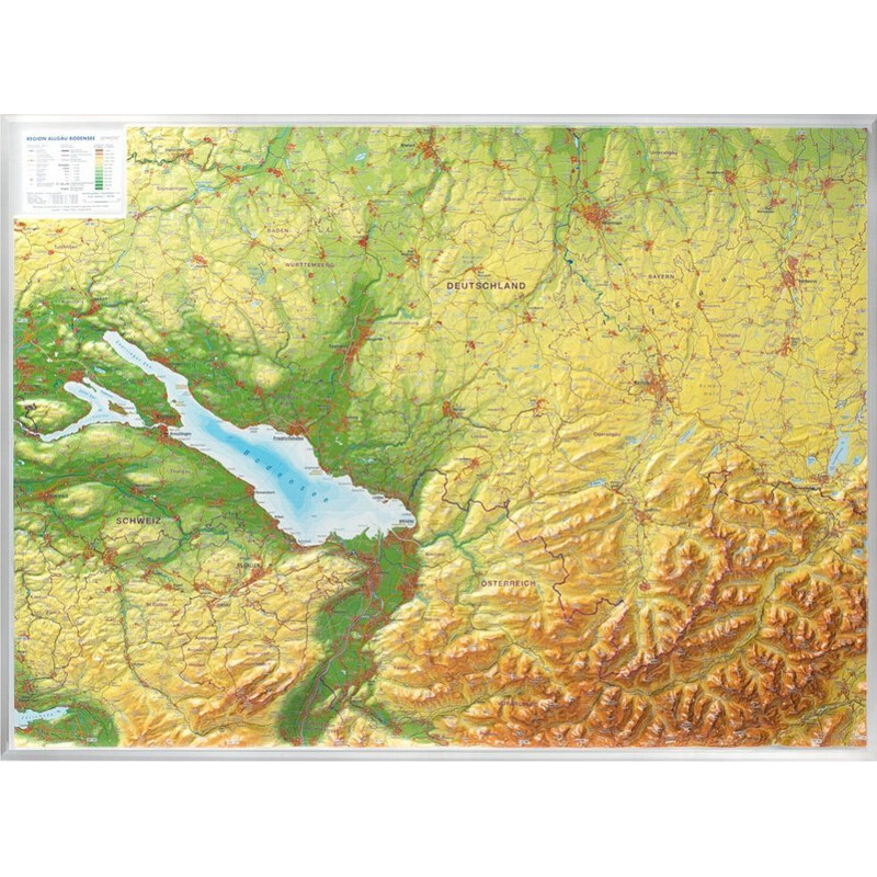 Georelief Regionale kaart Allgäu Bodensee 3D Reliefkarte (77 x 57 cm)