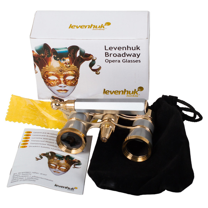 Levenhuk Toneelkijker Broadway 3x25 zilver met lorgnet en LED-lamp