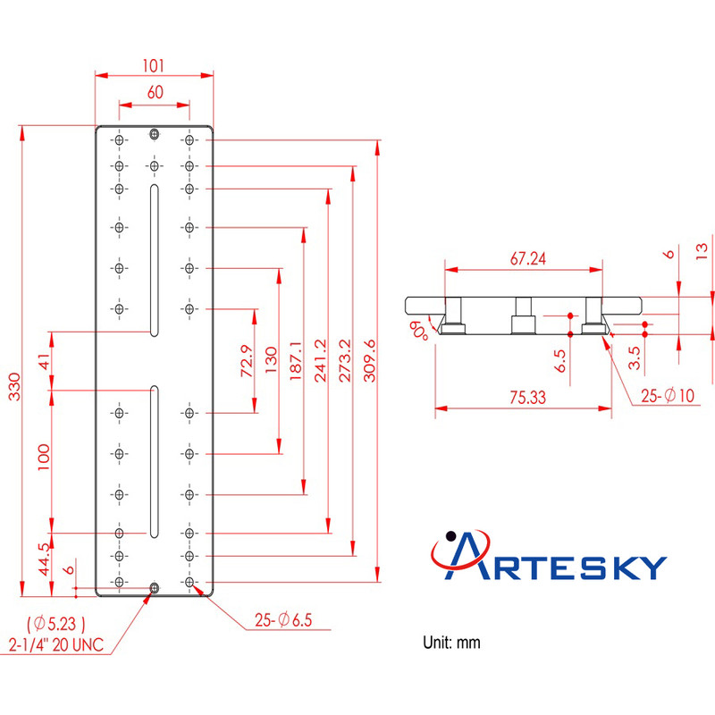 Artesky Montageplaat Losmandy-Style 330mm