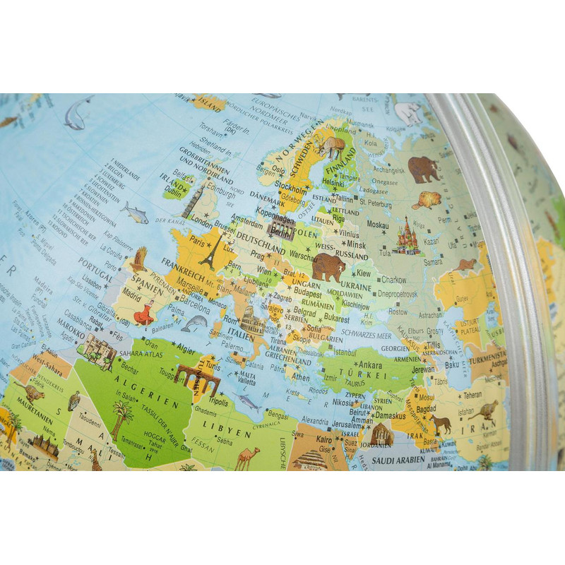 Idena Kinderglobe Verlichte wereldbol met dierenillustraties 30cm