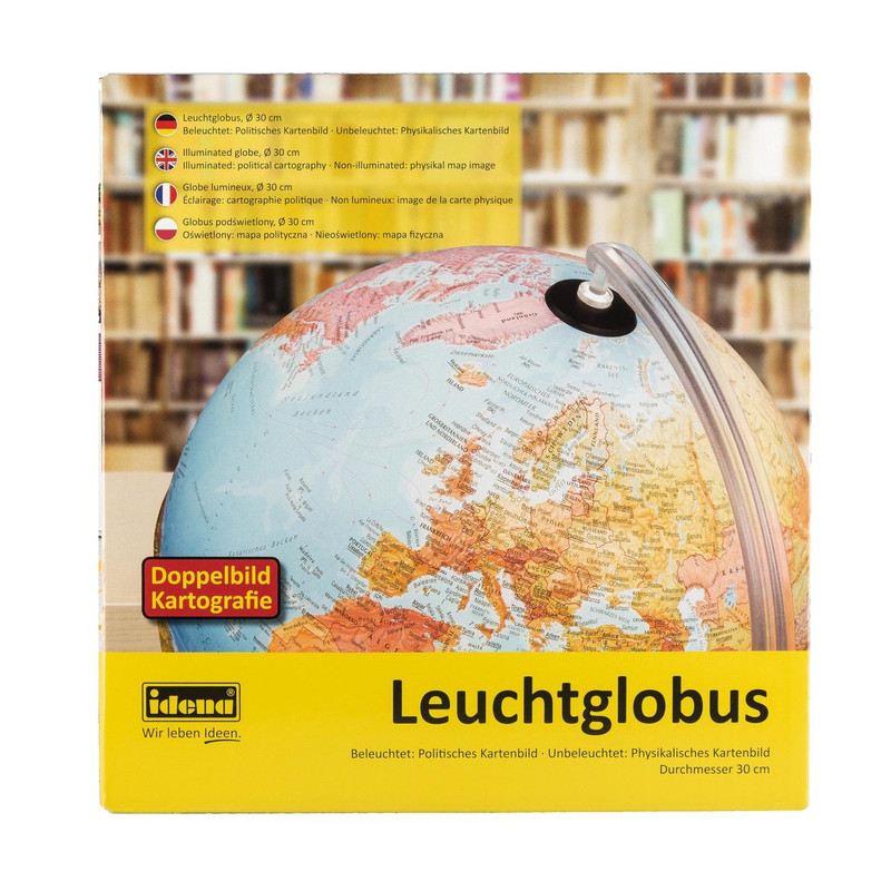 Idena Globe Verlichte wereldbol met dubbelbeeld cartografie 30cm