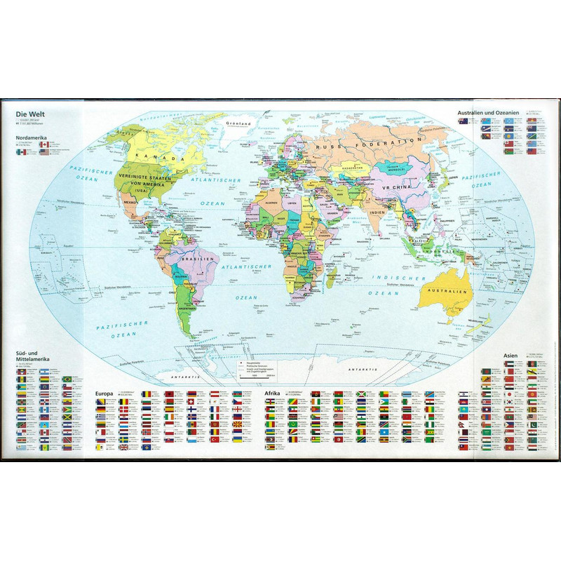Idena Bureau-onderlegger Des pad world map with pockets