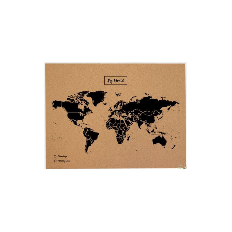 Miss Wood Wereldkaart Woody Map Natural Cork XL black