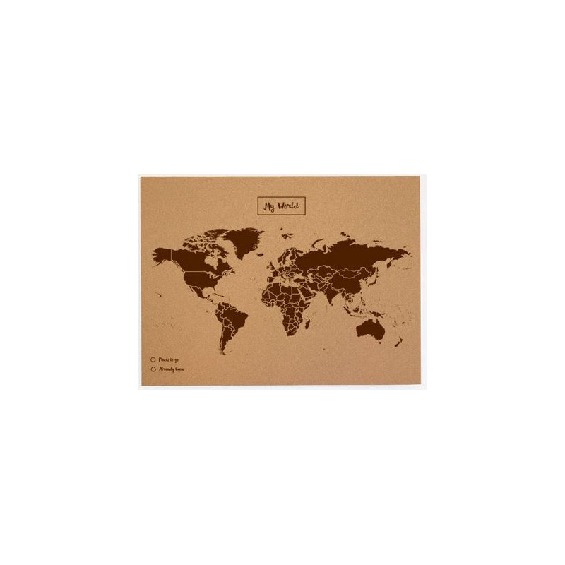 Miss Wood Wereldkaart Woody Map Natural Cork L brown