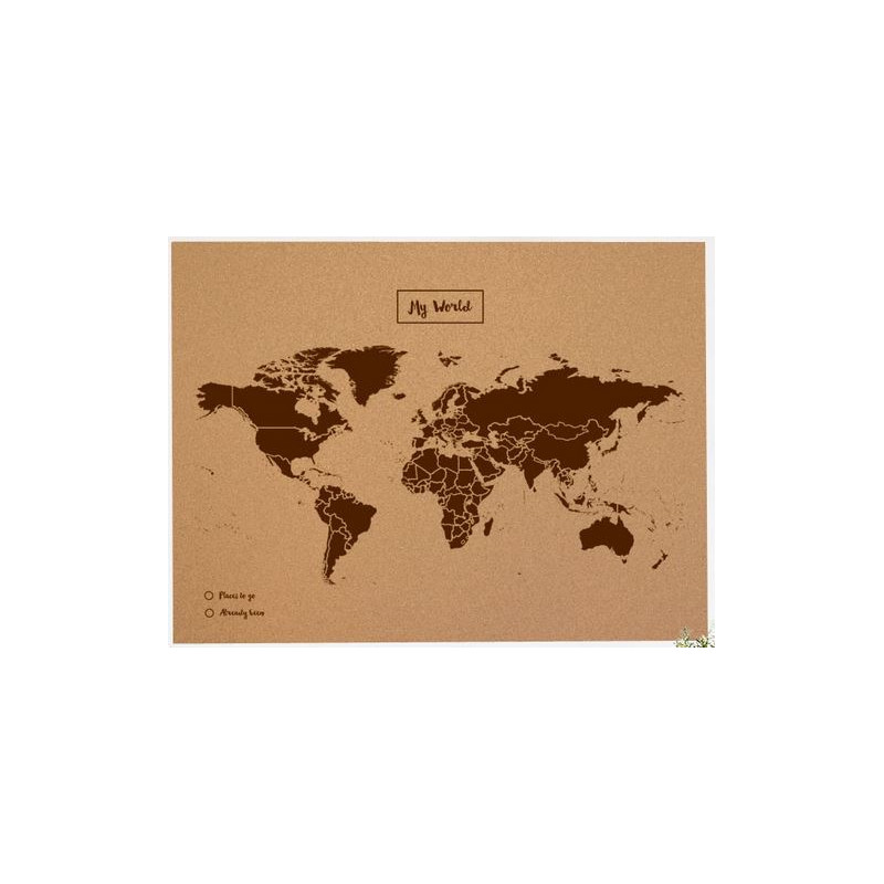 Miss Wood Wereldkaart Woody Map Natural Cork XL brown