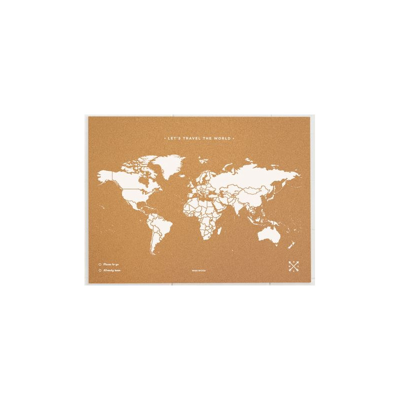 Miss Wood Wereldkaart Woody Map Natural Cork XL white