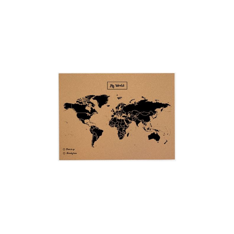 Miss Wood Wereldkaart Woody Map Natural Cork L black