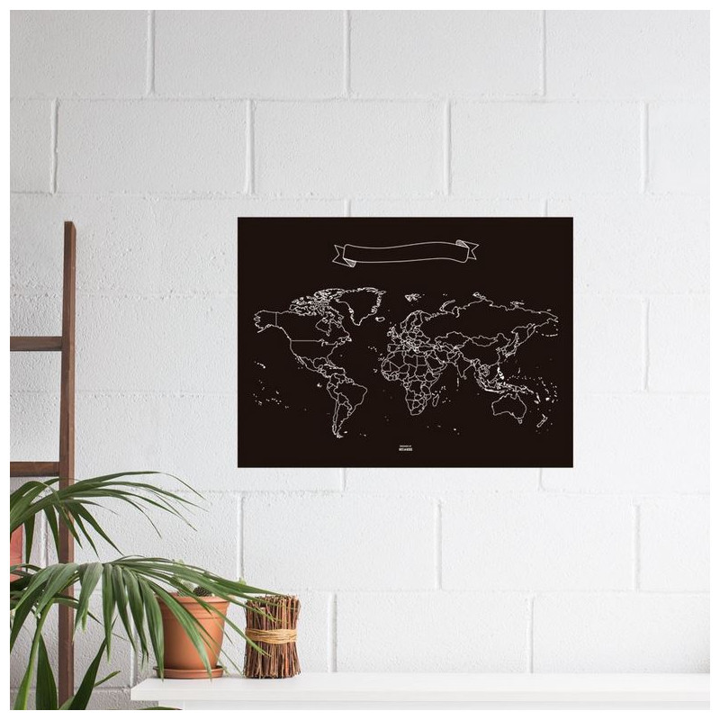 Miss Wood Wereldkaart Chalkboard L