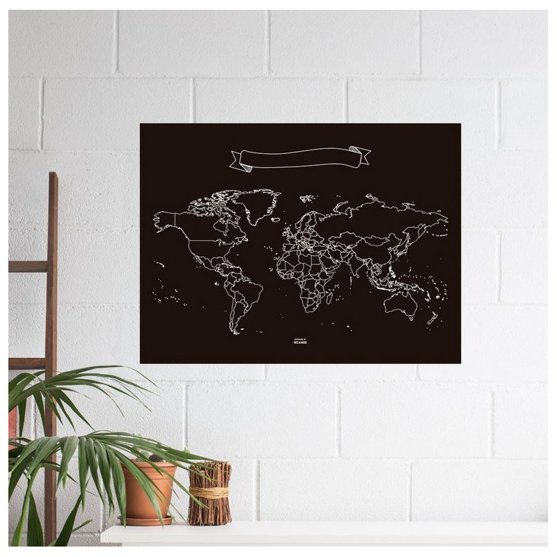 Miss Wood Wereldkaart Chalkboard XL