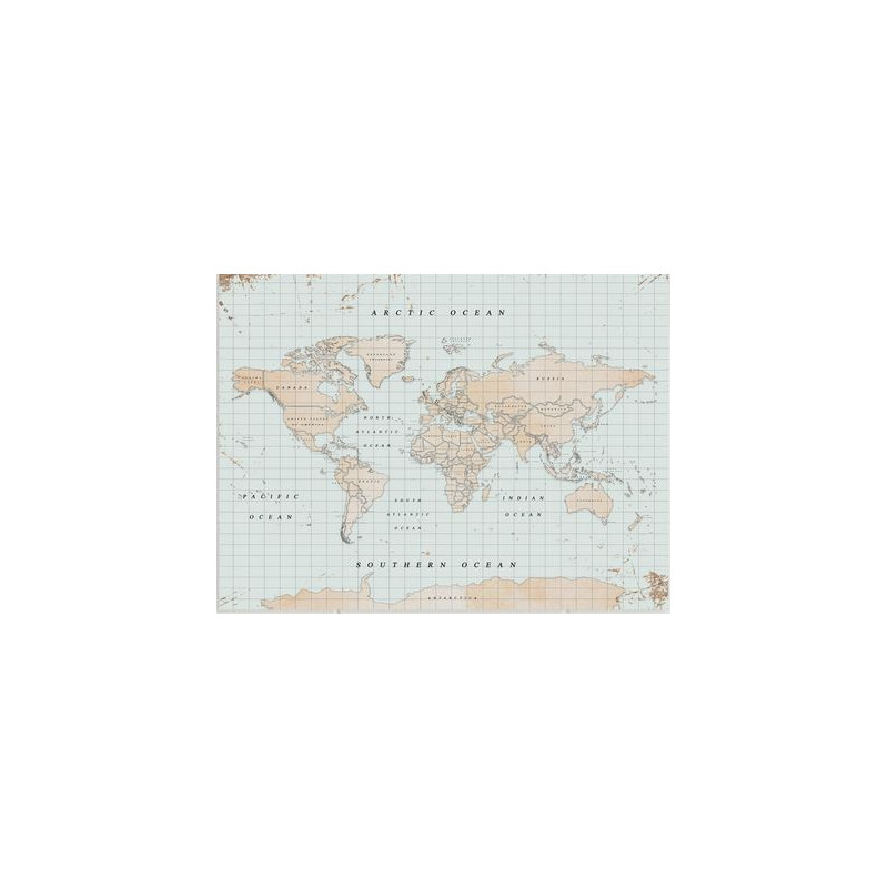 Miss Wood Wereldkaart Boskaart Aquarel Vintage L