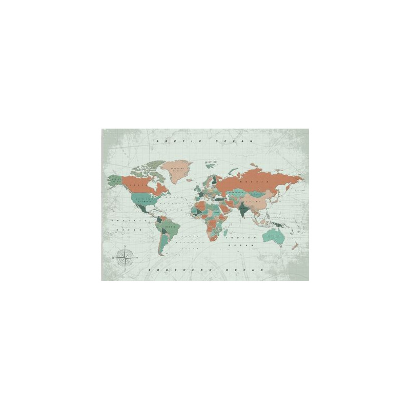 Miss Wood Wereldkaart Boskaart Aquarel Terracotta L