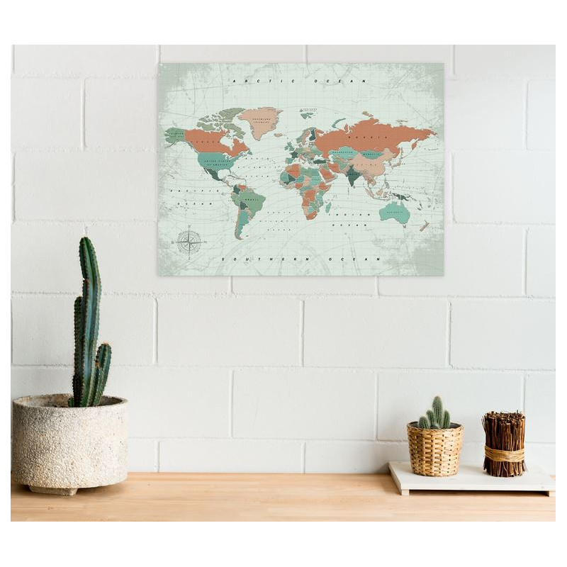 Miss Wood Wereldkaart Boskaart Aquarel Terracotta L