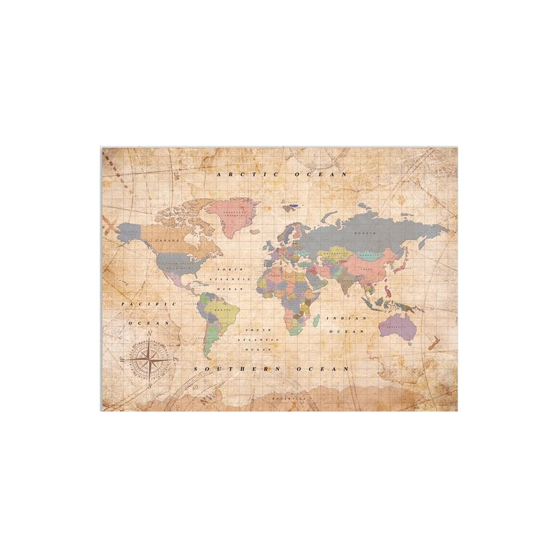 Miss Wood Wereldkaart Houten Kaart Aquarel Old School XL
