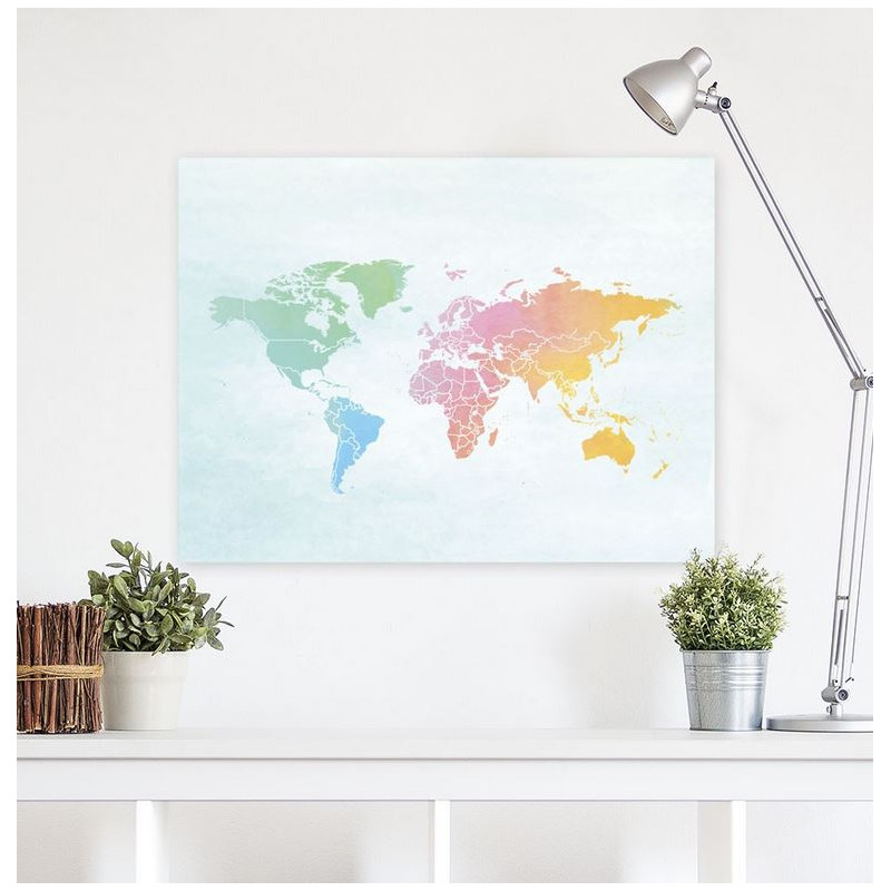 Miss Wood Wereldkaart Houten Kaart Aquarel Splash XL