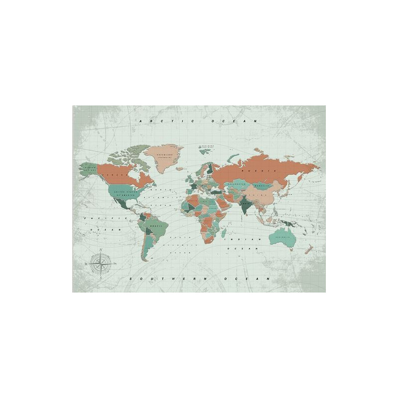 Miss Wood Wereldkaart Boskaart aquarel Terracotta XL