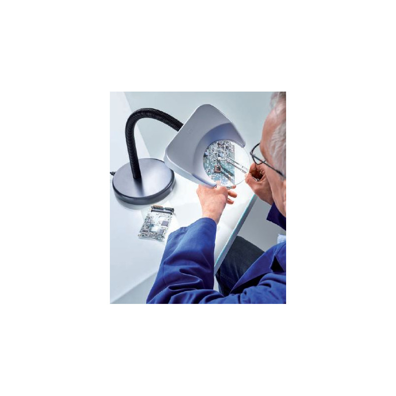 Schweizer Vergrootglazen Loeplamp Tech-Line LED TABLE BASE 6500K, 2x/Ø120mm, biconvex, tafelvoet