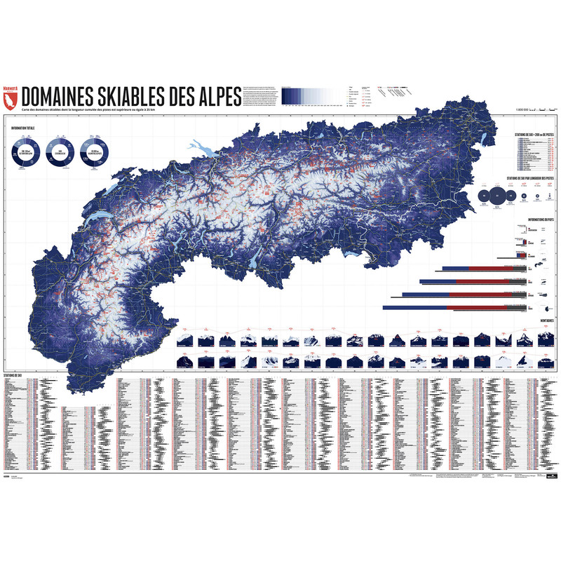 Marmota Maps Regionale kaart Map of the Alps with 630 Ski Resorts (French)