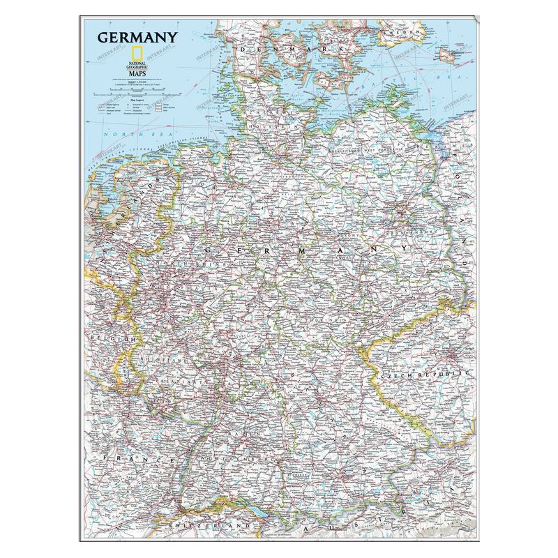 National Geographic Ingelijste prikbordkaart van Duitsland (zilver)