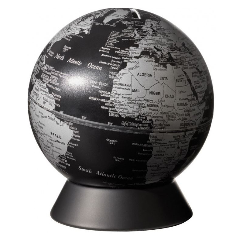 TROIKA Globe Orion Matzwarte spaarpot 14cm