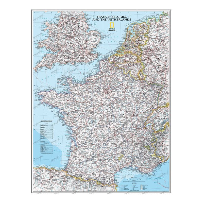 National Geographic Kaart Frankrijk prikbord ingelijst (Engels)