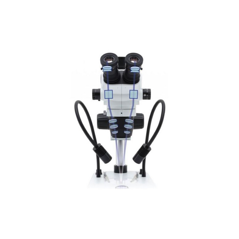 Optika Stereo zoom microscoop SZO-1, bino, 6.7-45x, Säulenstativ, ohne Beleuchtung