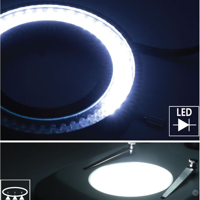 Optika Stereo zoom microscoop SZO-10, trino, 6.7-45x, overhangend, AM Arms, zonder Belichting