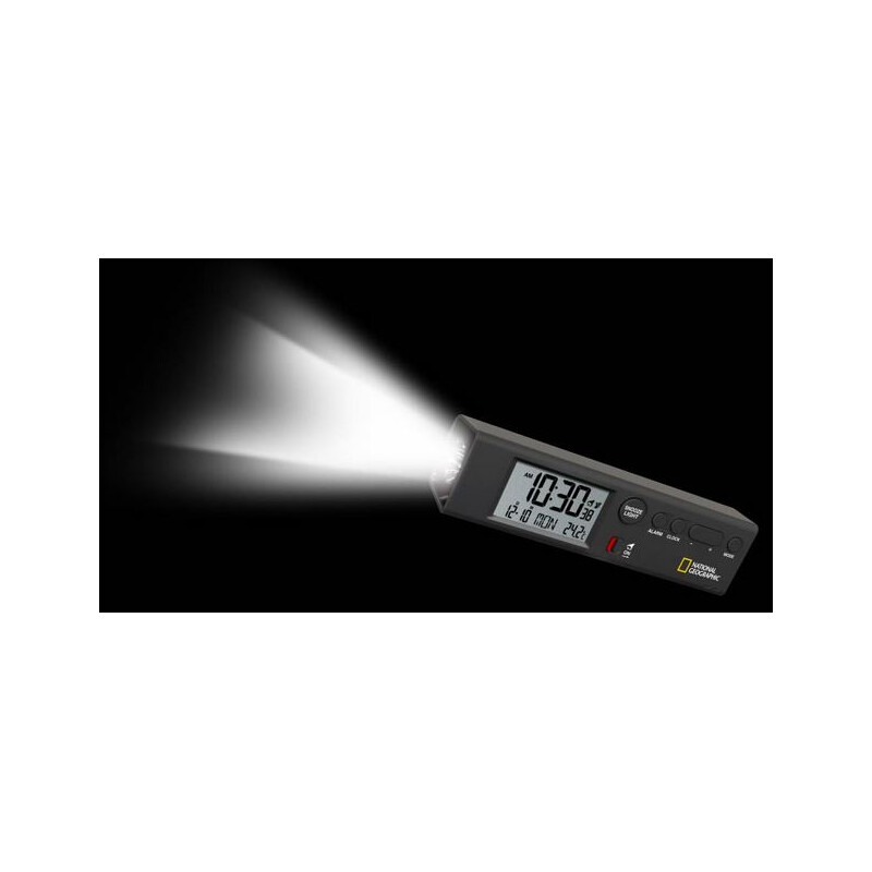 National Geographic Radiogestuurde wereldtijdwekker met thermometer en Zaklamp