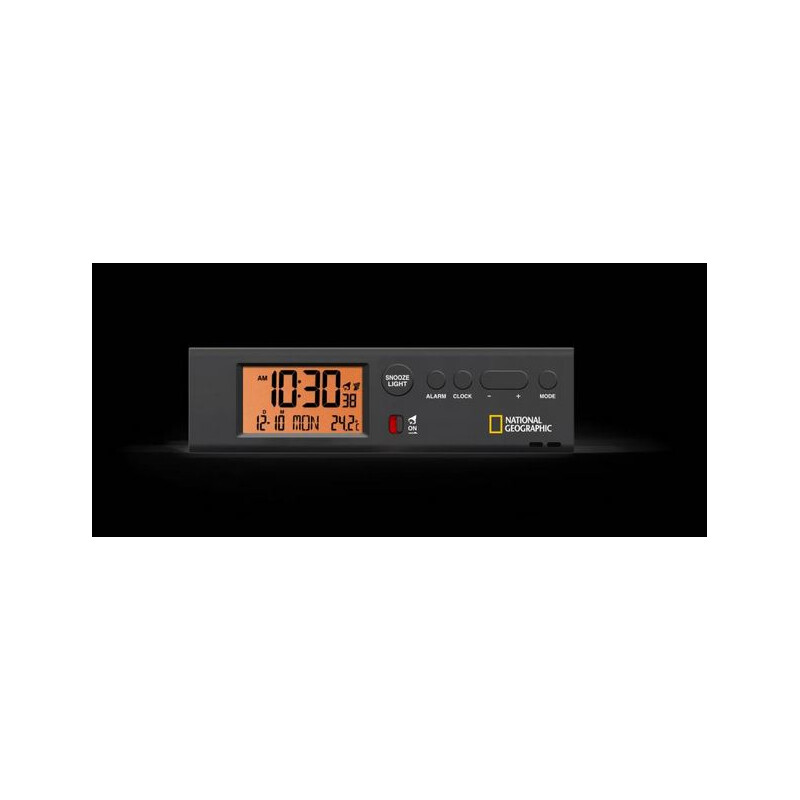 National Geographic Radiogestuurde wereldtijdwekker met thermometer en Zaklamp