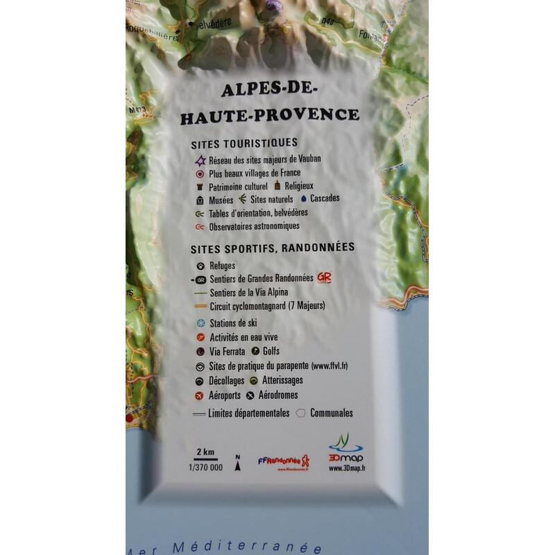 3Dmap Regionale kaart Les Alpes-de-Hautes- Provence