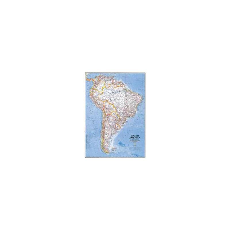 National Geographic continentkaart Zuid-Amerika, groot, politiek (Engels)
