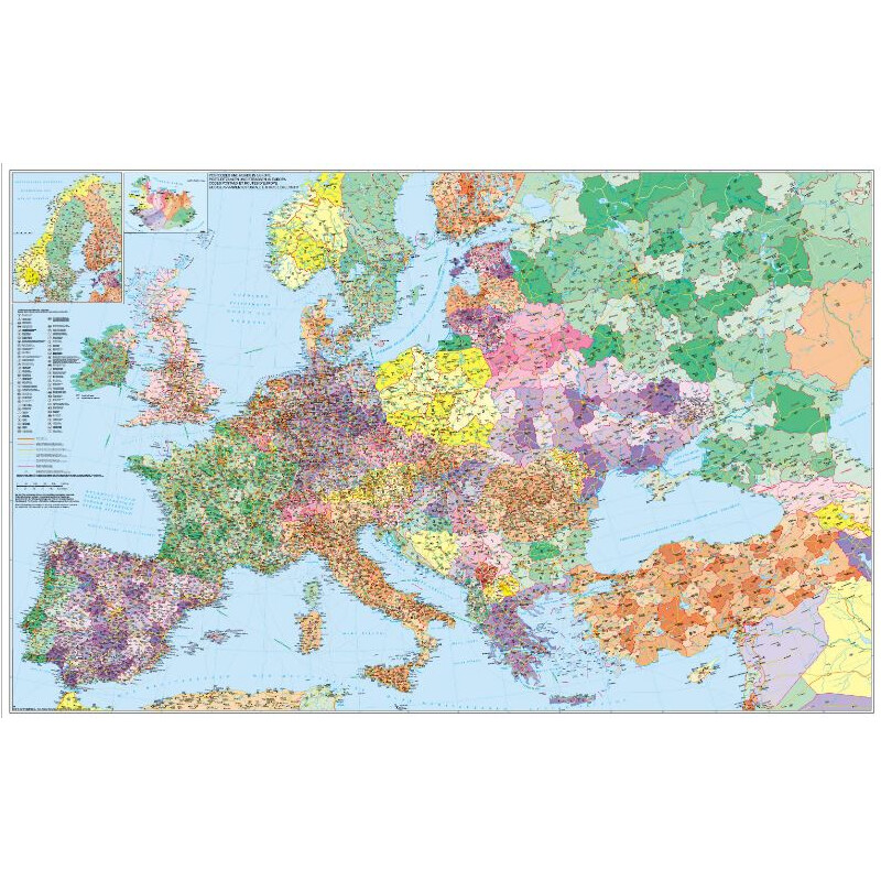 Stiefel continentkaart Europa met Turkije Straat- en postcodekaart (Meertalig)