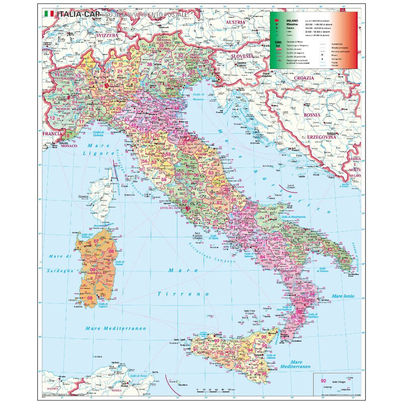 Stiefel Italië postcode kaart (Engels)