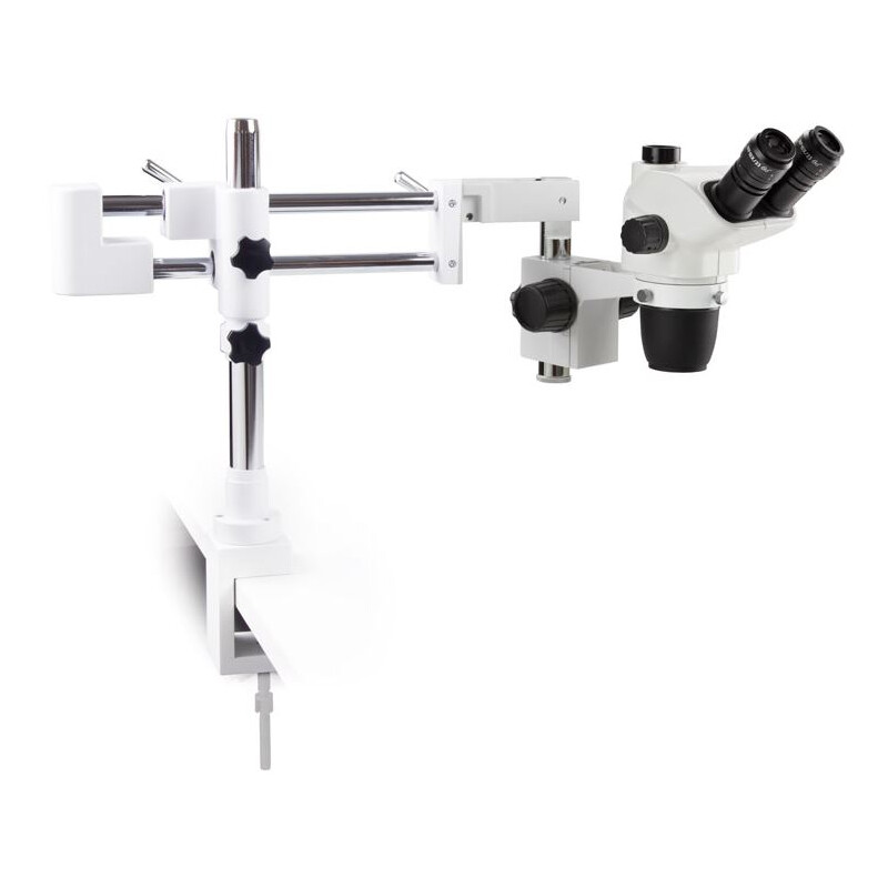 Euromex Stereo zoom microscoop NZ.1903-BC, 6.7-45x, dubbele arm, tafelklem, trino