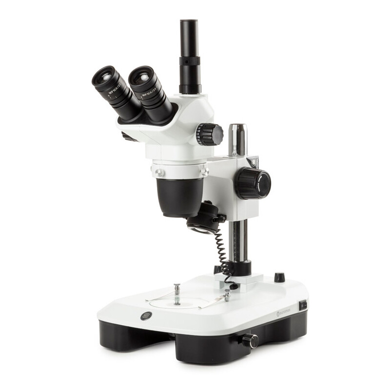 Euromex Stereo zoom microscoop NZ.1703-M, 6.5-55x, Säule,  Auf-u. Durchlicht, trino, Spiegel f. Dunkelfeld, Embryologie