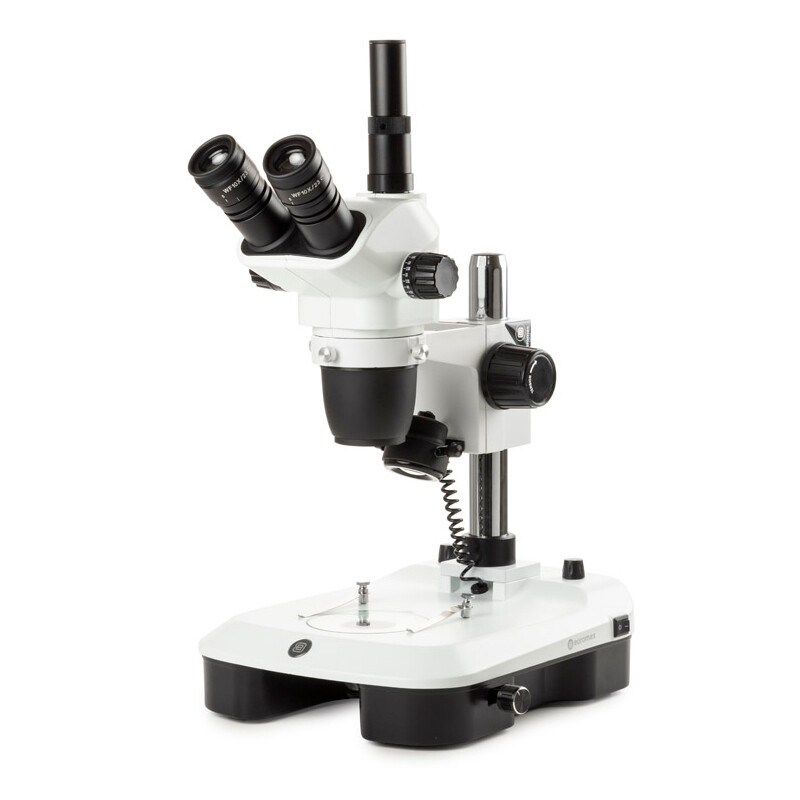 Euromex Stereo zoom microscoop NZ.1703-M, 6,5-55x, zuil, invallend en doorgelaten licht, trino, Spiegels voor dark field, embryologie