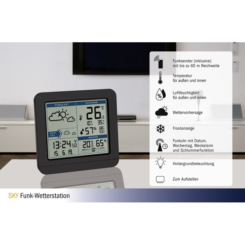 TFA Sky radio Weerstation zwart