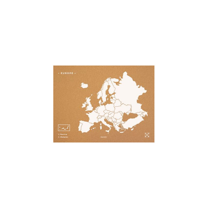 Miss Wood continentkaart Woody Map Europa weiß 60x45cm