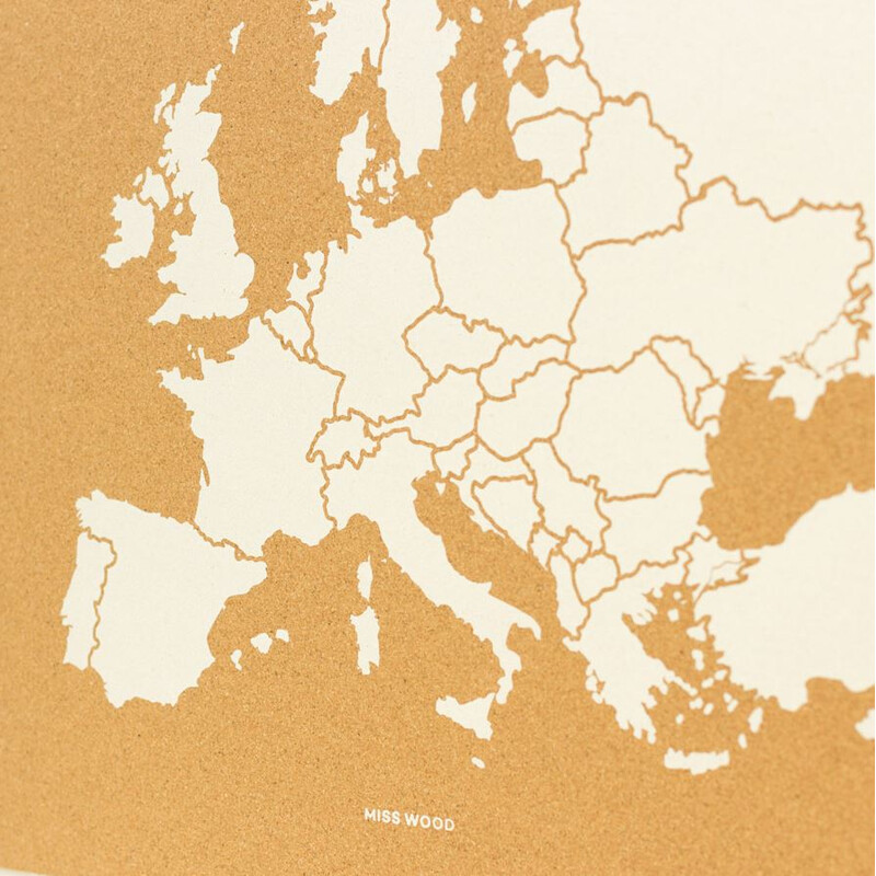 Miss Wood continentkaart Woody Map Europa weiß 60x45cm