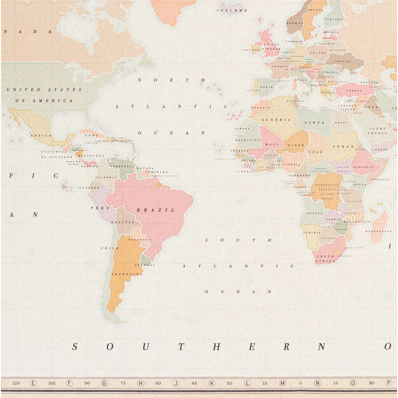 Miss Wood Wereldkaart Woody Map Watercolor Colonial L