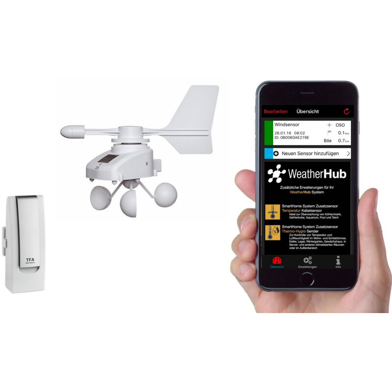 TFA Weerstation WeatherHub startset met draadloze anemometer